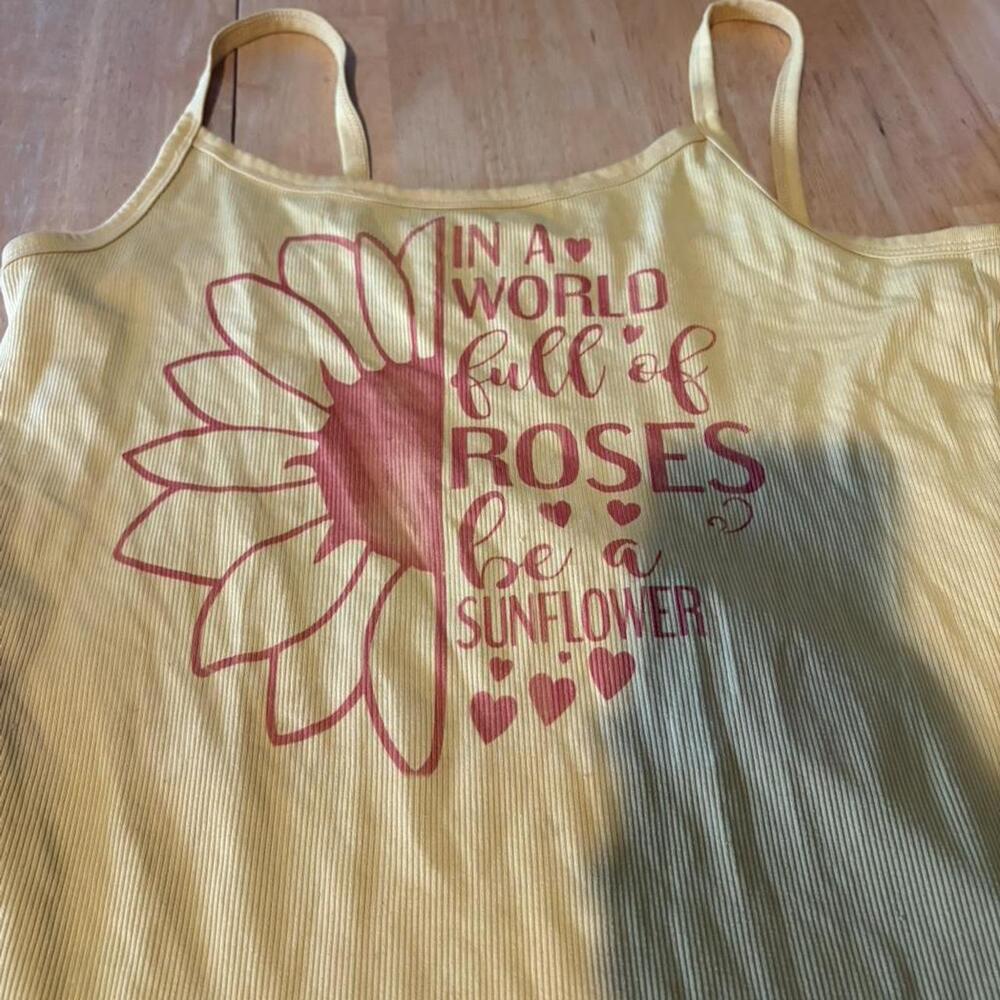 Sunflower Graphic Women's Cami Tank Top Yellow Size XXL 2XG Boho In A World Full
